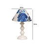 White & Blue Shade Table Lamp With Metal Base