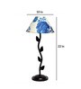 White & Blue Shade Table Lamp With Metal Base