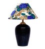 White & Blue Shade Table Lamp With Terracotta  Base