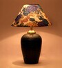 White & Blue Shade Table Lamp With Terracotta  Base