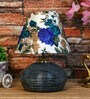 White & Blue Shade Table Lamp With Terracotta  Base