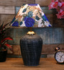 White & Blue Shade Table Lamp With Terracotta Base