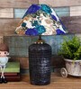 White & Blue Shade Table Lamp With Terracotta  Base