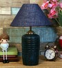 Blue Shade Table Lamp With Terracotta Base