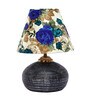 White & Blue Shade Table Lamp With Terracotta  Base