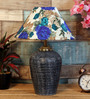 White & Blue Shade Table Lamp With Terracotta Base