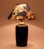 White & Blue Shade Table Lamp With Terracotta Base