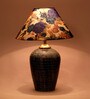 White & Blue Shade Table Lamp With Terracotta Base