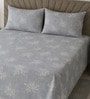 Blue Floral 400 Tc Cotton Super King Size Bedsheet With 2 Pillow Covers