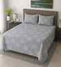 Blue Floral 400 Tc Cotton Super King Size Bedsheet With 2 Pillow Covers