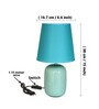 Roman Blue Fabric Shade Night Lamp With Ceramic Base