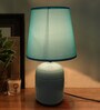 Roman Blue Fabric Shade Night Lamp With Ceramic Base
