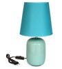 Roman Blue Fabric Shade Night Lamp With Ceramic Base