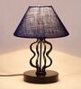 Blue Shade Table Lamp With Iron Base