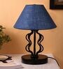 Blue Shade Table Lamp With Iron Base