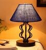 Blue Shade Table Lamp With Iron Base