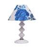 White & Blue Shade Table Lamp With Metal Base
