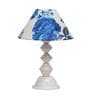 White & Blue Shade Table Lamp With Metal Base