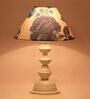White & Blue Shade Table Lamp With Metal Base