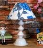 White & Blue Shade Table Lamp With Metal Base