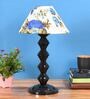 White & Blue Shade Table Lamp With Metal Base