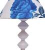White & Blue Shade Table Lamp With Metal Base