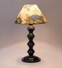 White & Blue Shade Table Lamp With Metal Base