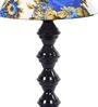 White & Blue Shade Table Lamp With Metal Base