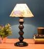 White & Blue Shade Table Lamp With Metal Base