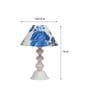 White & Blue Shade Table Lamp With Metal Base
