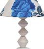 White & Blue Shade Table Lamp With Metal Base