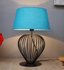Blue Shade Table Lamp With Metal Base