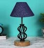 Blue Shade Table Lamp With Shade Table Lamp With Wood & Iron Base