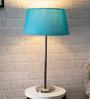 Blue Shade Table Lamp With Stainless Steel Base