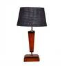 Naeva Blue Natural Fiber Shade Night Lamp With Wood Base