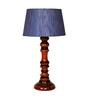 Hector Blue Natural Fiber Shade Night Lamp With Wood Base