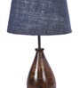Lucea Blue Natural Fiber Shade Night Lamp With Wood Base