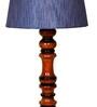 Hector Blue Natural Fiber Shade Night Lamp With Wood Base