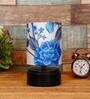 Havana Blue Fabric Shade Night Lamp With Wood Base