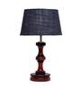 Tarter Blue Natural Fiber Shade Night Lamp With Wood Base