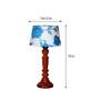 Cherosi Blue Fabric Shade Night Lamp With Wood Base