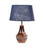 Belfast Blue Natural Fiber Shade Night Lamp With Wood Base