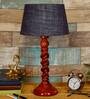 Chelsfield Blue Natural Fiber Shade Night Lamp With Wood Base
