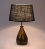 Lucea Blue Natural Fiber Shade Night Lamp With Wood Base