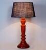 Klimt Blue Natural Fiber Shade Night Lamp With Wood Base