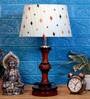 Arnie Blue Fabric Shade Night Lamp With Wood Base