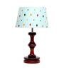 Arnie Blue Fabric Shade Night Lamp With Wood Base