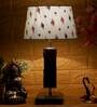 Vrikshya Blue Fabric Shade Night Lamp With Wood Base