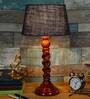 Chelsfield Blue Natural Fiber Shade Night Lamp With Wood Base