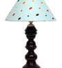 Alice Blue Fabric Shade Night Lamp With Wood Base